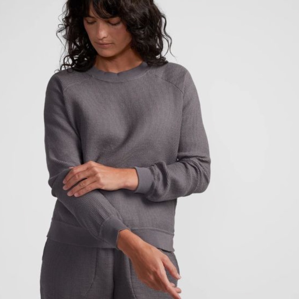 Parachute Waffle Knit Lounge Long Sleeve Grey Top Womens S